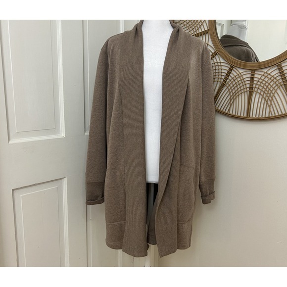 Isaac Mizrahi 2X Comfy Academia Warm Long Lagenlook Sweater Cardigan Brown - Picture 1 of 5